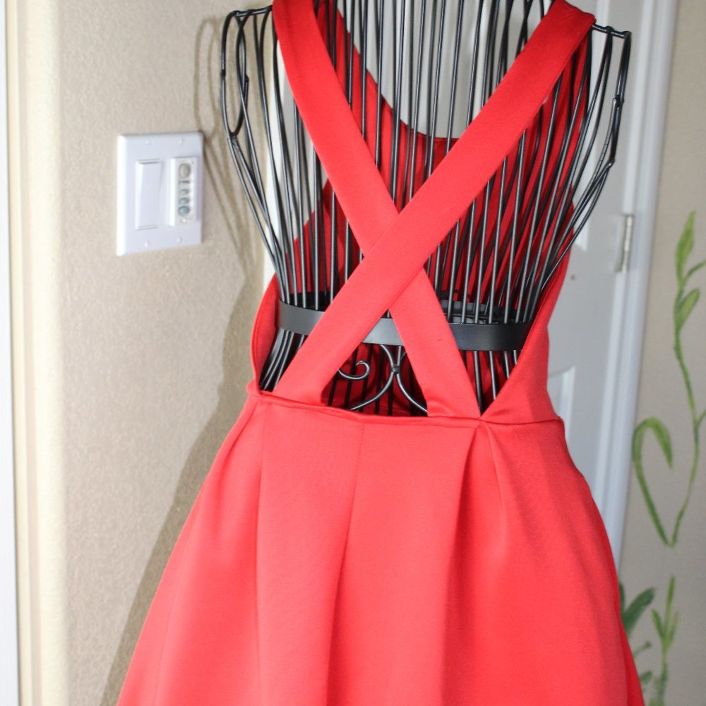red skater dress
